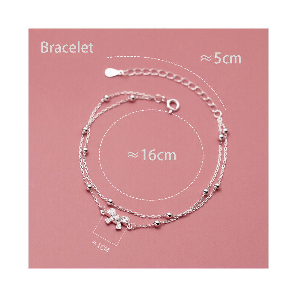 Sellers 925 Sterling Silver Anklets Bracelet Bow-Knot Foot Chain Beach Women Jewelry Rosette Tobillera Accessories