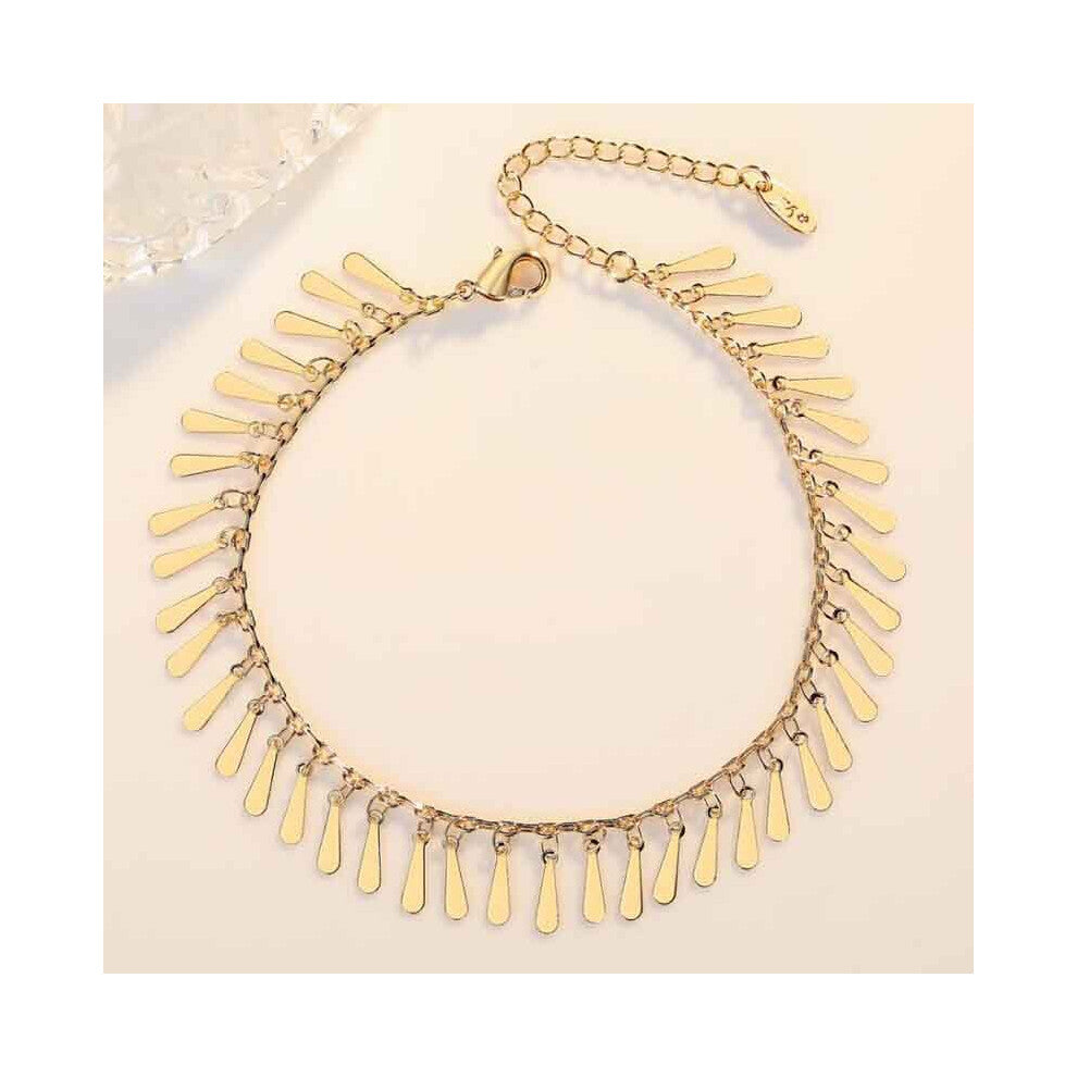 Bohemian Style Water Drop Tassel Anklets For Women 925 Sterling Silver Jewelry Ankle Chain Lady Beach Party Accessories