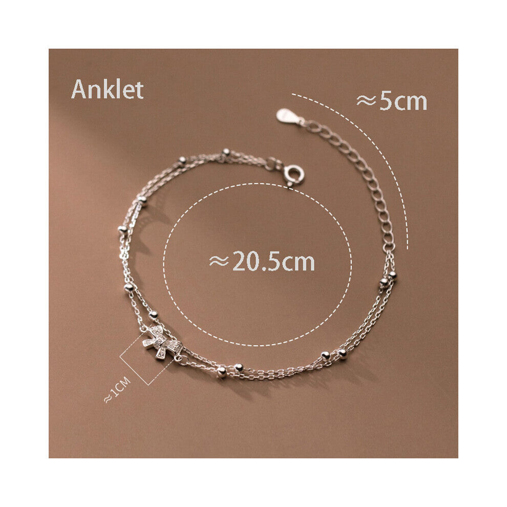 Sellers 925 Sterling Silver Anklets Bracelet Bow-Knot Foot Chain Beach Women Jewelry Rosette Tobillera Accessories
