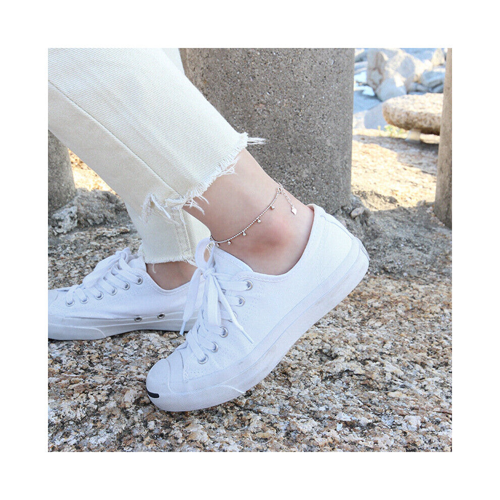 Beaded Charm Anklet For Women Girls 100% Real 925 Sterling Silver Foot Bracelet Fine Accessories Jewelry YMA012