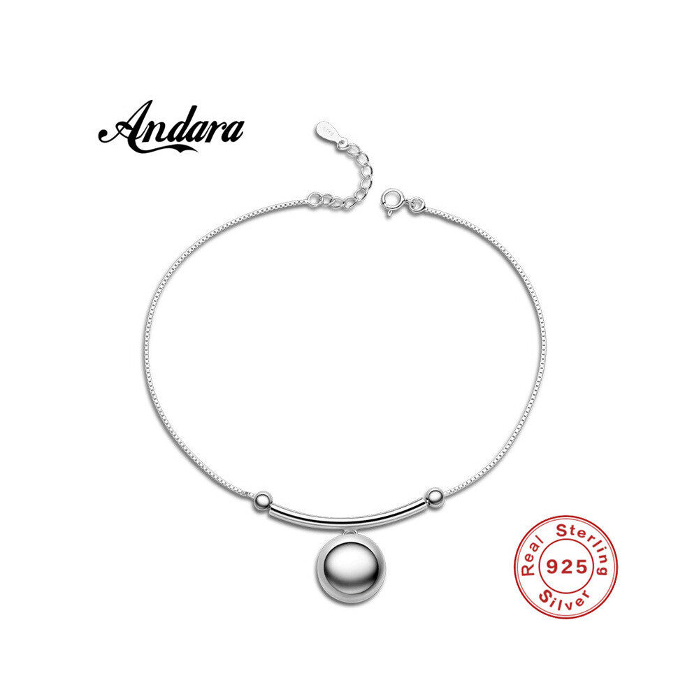 100%925 Sterling Silver Anklet Summer Style Woman Charm Jewelry Accessories