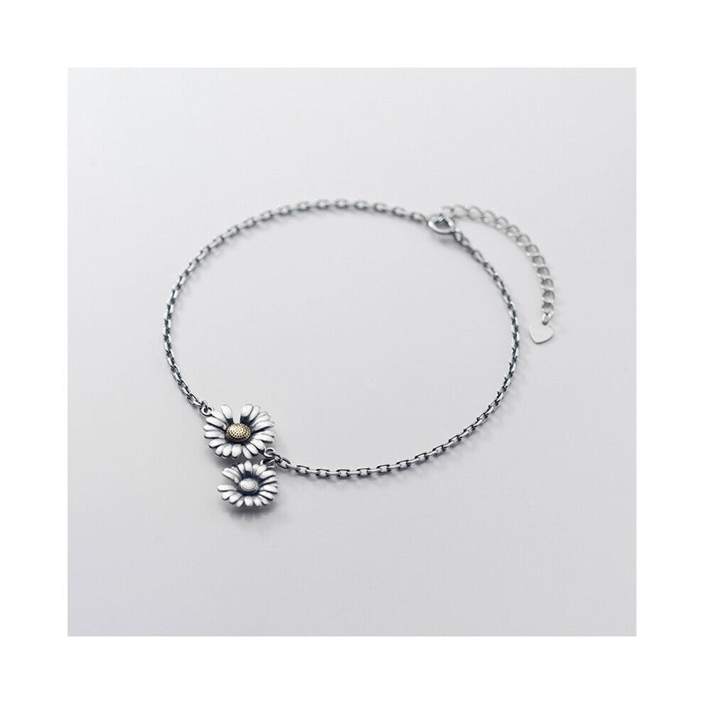 925 Thai Silver Daisy Woman Anklets Foot Ornament Bracelet For Foot 925 On The Leg Chain Accessories For Jewelry Gift