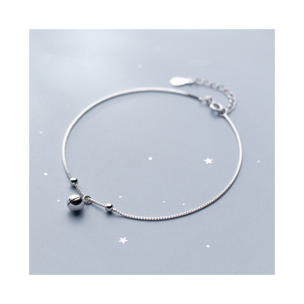 925 Sterling Silver Bells Ankle Decoration Bracelet For Feet Box Chain Women Jewelry Summer Accessories Sister Girlfriend Gift