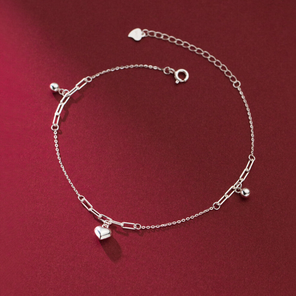 Heart Love Anklets For Women Tobillera 925 Sterling Silver Female Jewelry Chains Leg Bracelet Summer Accessories Ankle Chains