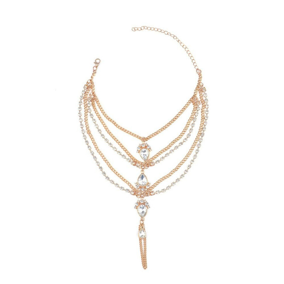 Multi-layer Claw Women Foot Chain Rhinestone Anklets Dance Accessories Anklet Crystal Water Drop Pendant Beach Jewelry