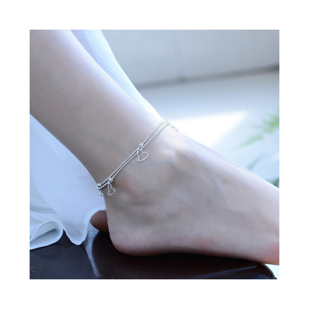 Charm Silver Jewelry Heart Anklets For Girl Birthday Gift 925 Sterling Silver Bracelets For Women Accessories