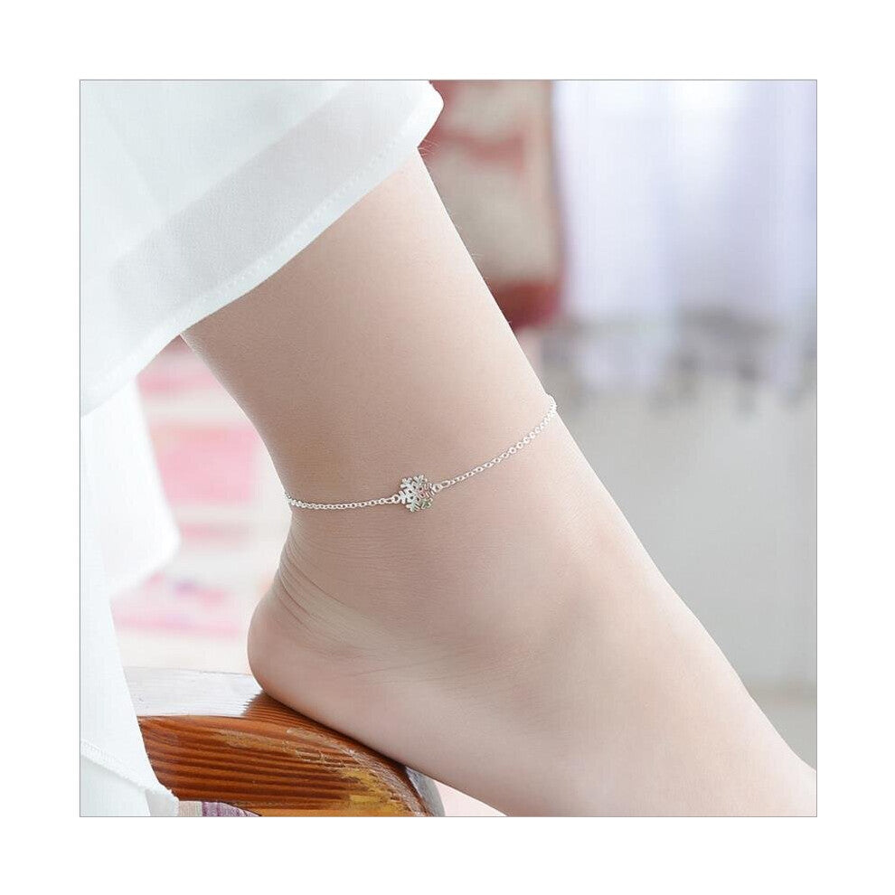 LUKENI Snowflake Female Anklets Jewelry Girl Romantic 925 Sterling Silver Bracelets For Women Christmas Accessories Lady
