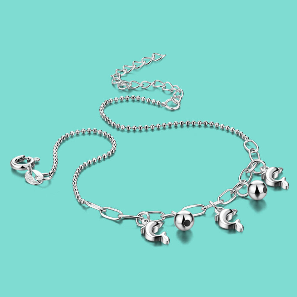 Silver Jewelry Girl 925 Sterling Silver Anklet Summer Accessories Solid Silver Chain Dolphin Pendant Anklet party bijoux