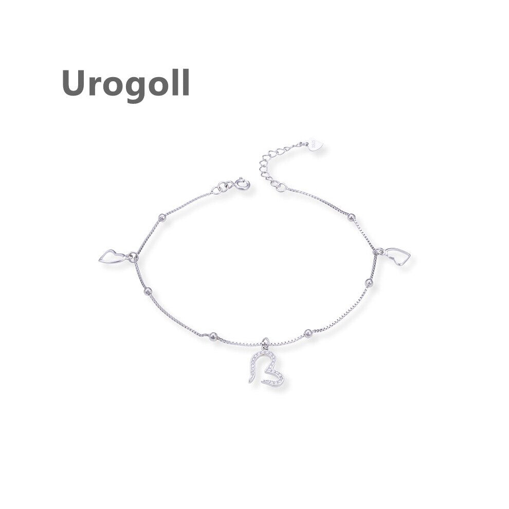 Noble Women Anklet 925 Sterling Silver Zircon Beads Ball Love Anklet To Lady Decoration Jewelry For Foot Accessories Dress Up