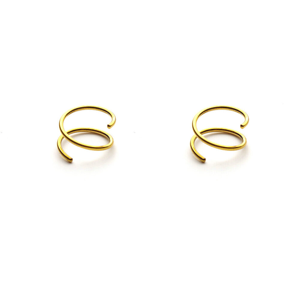 (0.8x6mm White-2PCS Gold Rhodium Plated) Stainless Steel Double Nose Hoop Ring Spiral Nose Ring Nose Hoops Ear Cartilage Tragus For Women Men Nostril