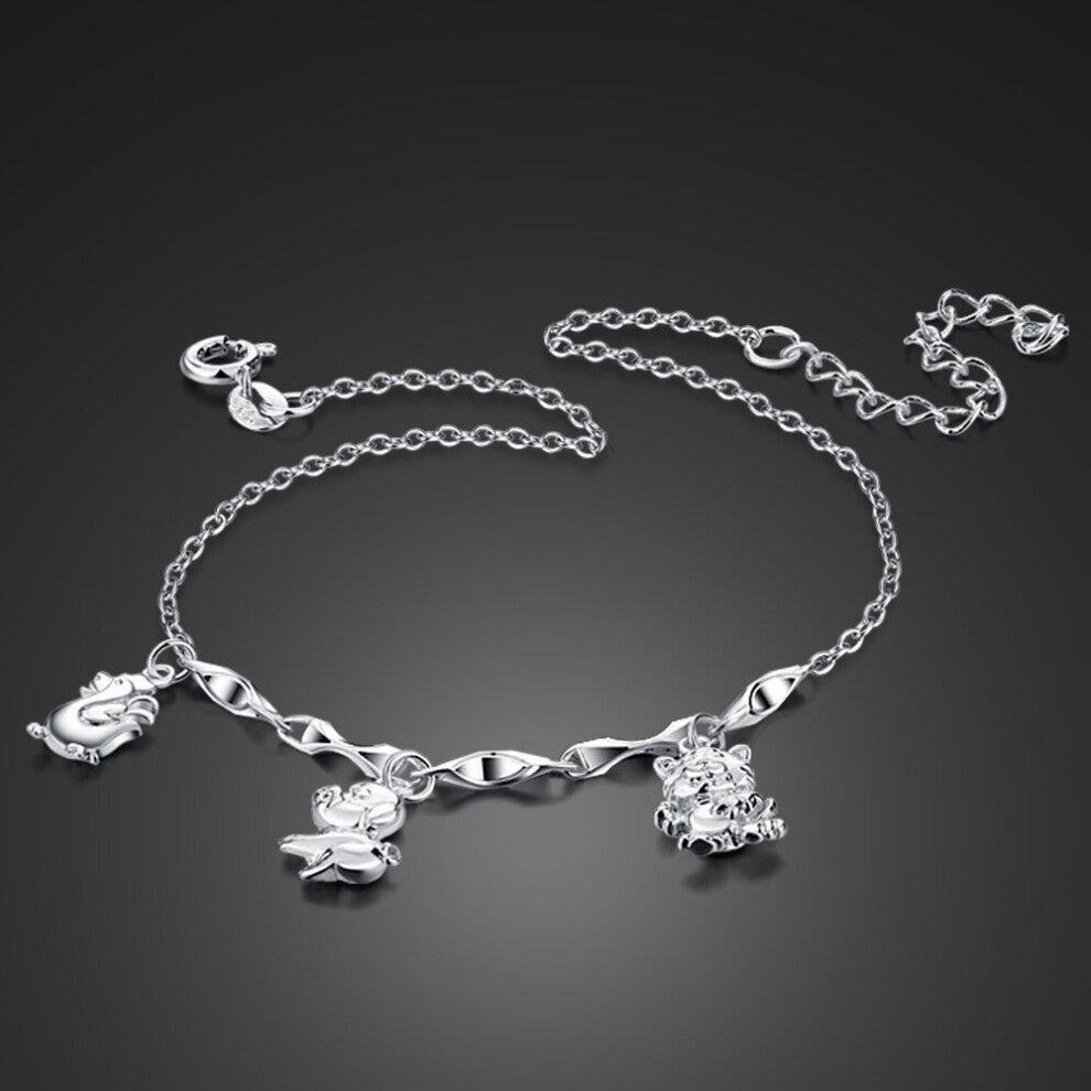 Animals Pendant Anklets for Women100%925 Sterling silver Foot Accessories Beach Barefoot Sandals Bracelet ankle