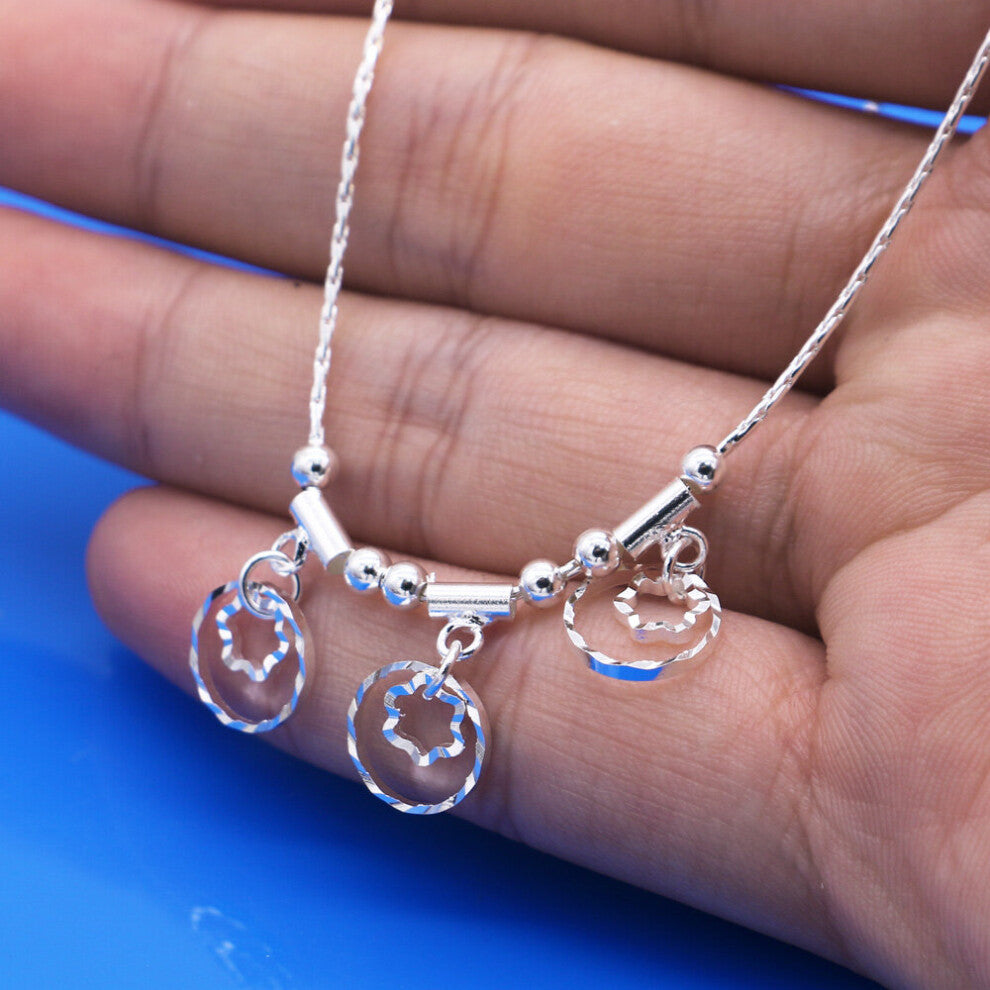 Foot Jewelry 925 Sterling Silver Geometric Flowers Anklets Nice Gift for Women Girl Foot Accessories