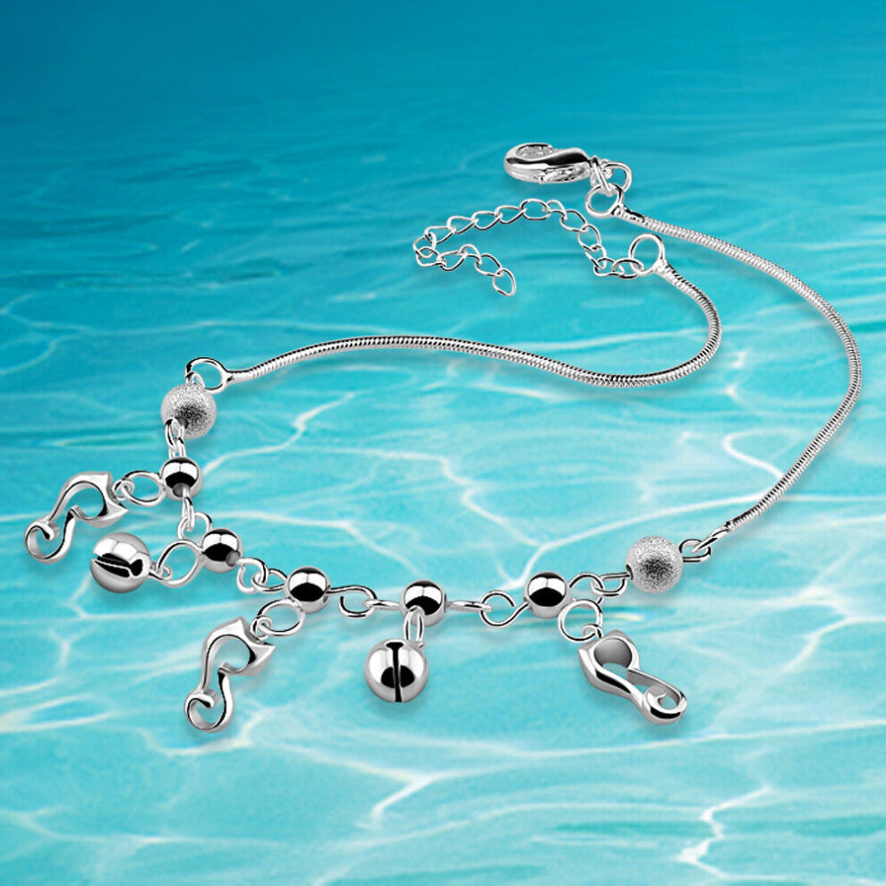 Sweet Cat Anklet Ladies 925 Sterling Silver Bell Anklet Foot Accessories Party Jewelry Summer Accessories