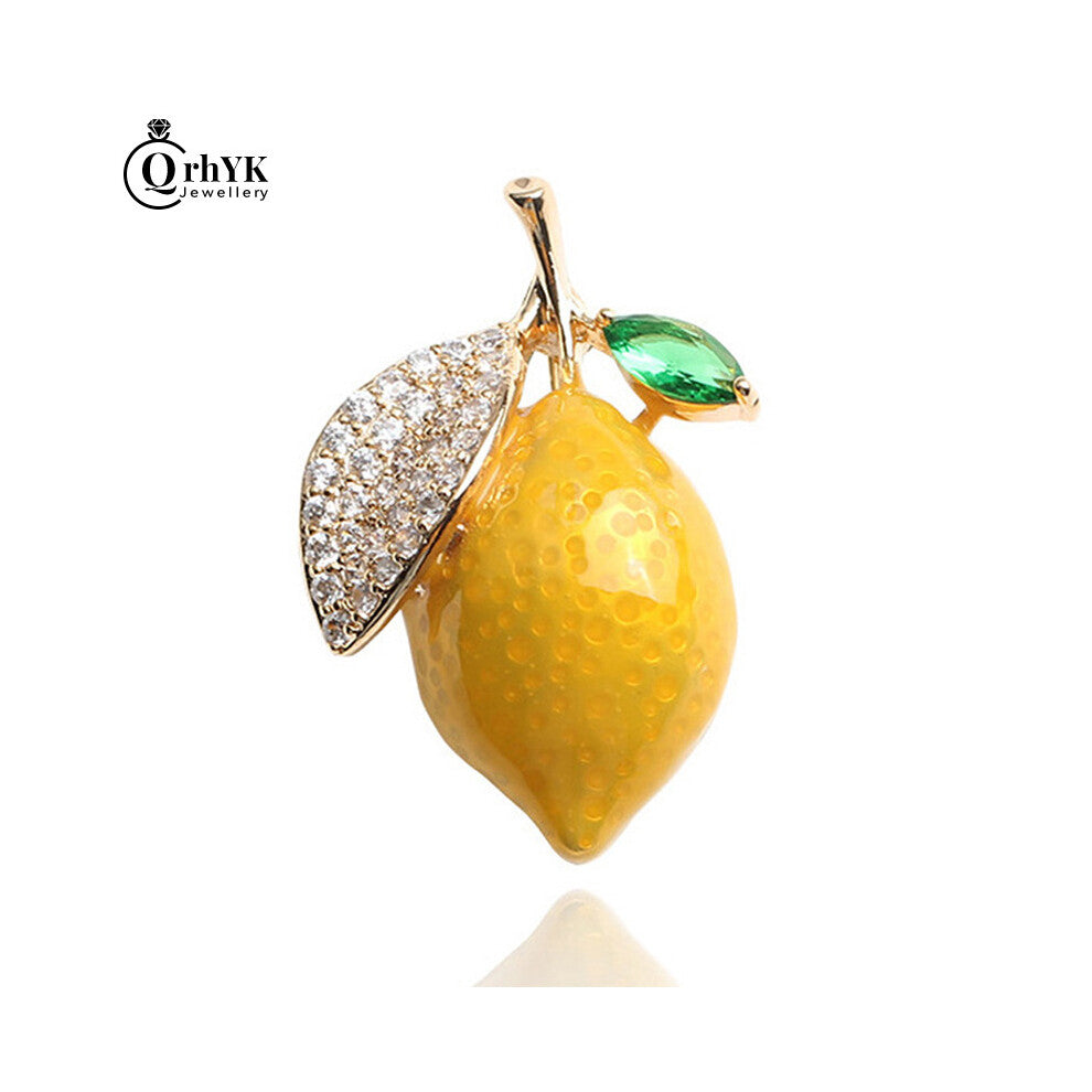 1PC Enamel Yellow Lemon Brooches For Women Wedding Party Accessories Orange Causal Brooch Pins