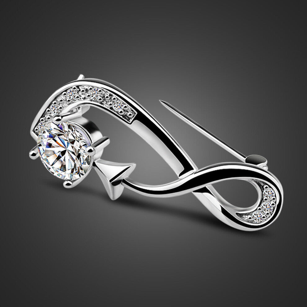 High 925 sterling silver woman brooch dazzling zircon brooch Lady scarf clothes pin jewelry accessories