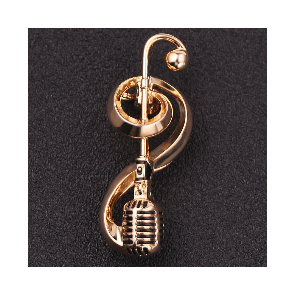 Microphone Music Note Brooches For Women And Men Year's