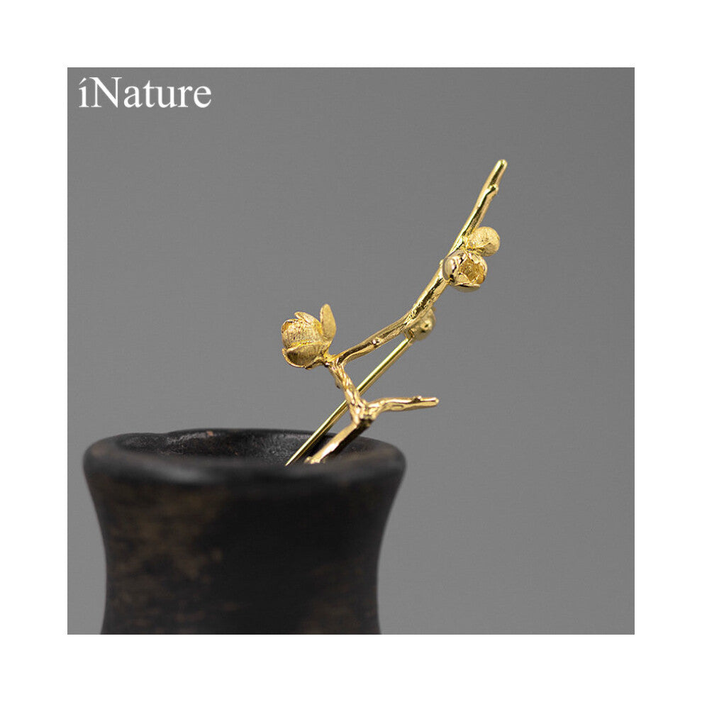 Vintage Plum Blossom Brooch 925 Sterling Silver Jewelry Plant Flower Brooches For Women Clothing Accessories