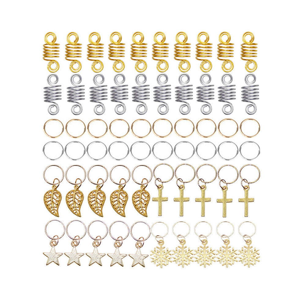 60-170pcs Silver Hair Ring Mixing Hair Braid Dreadlock Beads Cuffs Clips Braid Spiral Braid Hair Extension For Accessories