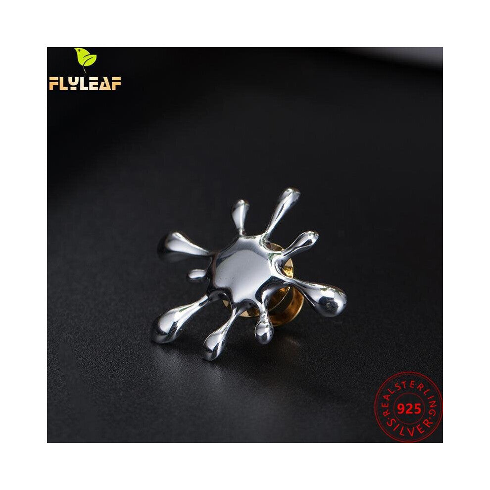 Real 925 Sterling Silver Jewelry Splash Flow Brooch For Women Brooches Suit Dress Accessories