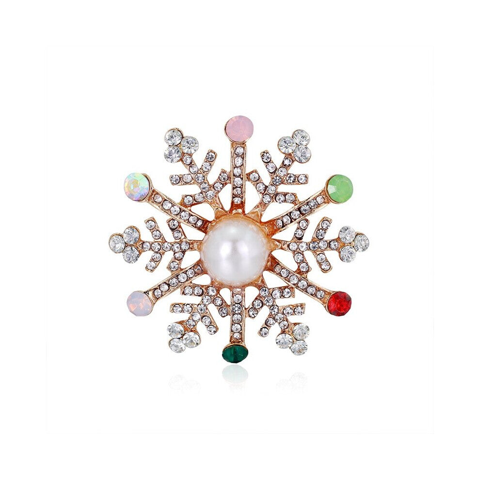 Crystal Christmas Snowflake Brooch Rhinestone Women Brooches Scarf Clip Girls Clothing Accessories