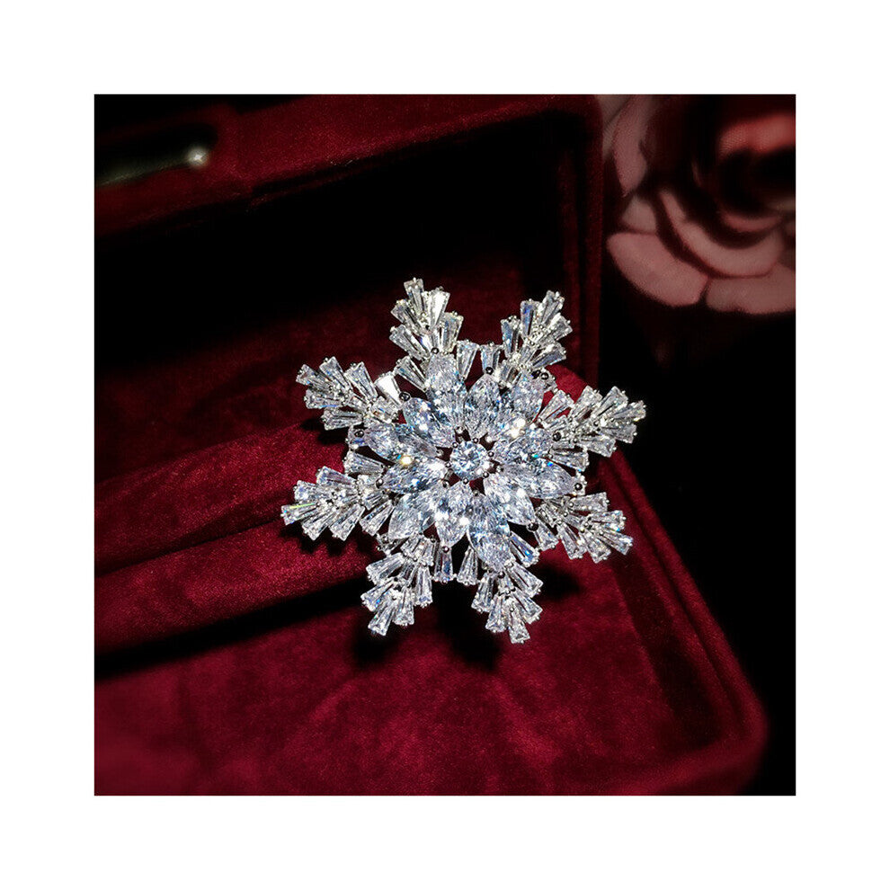 Brooches For Women Snowflake Cubic Zirconia Brooch Stereoscopic Corsage Suit Coat Pin Skirt Accessories Fine Jewelry