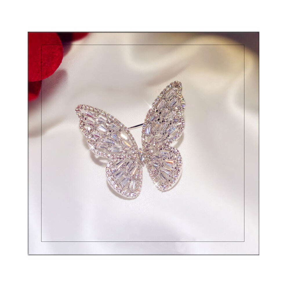Brooches For Women S925 Hollow Butterfly Cubic Zirconia Brooch Sweet Anti-glare Pin Fine Jewelry Charms Accessories