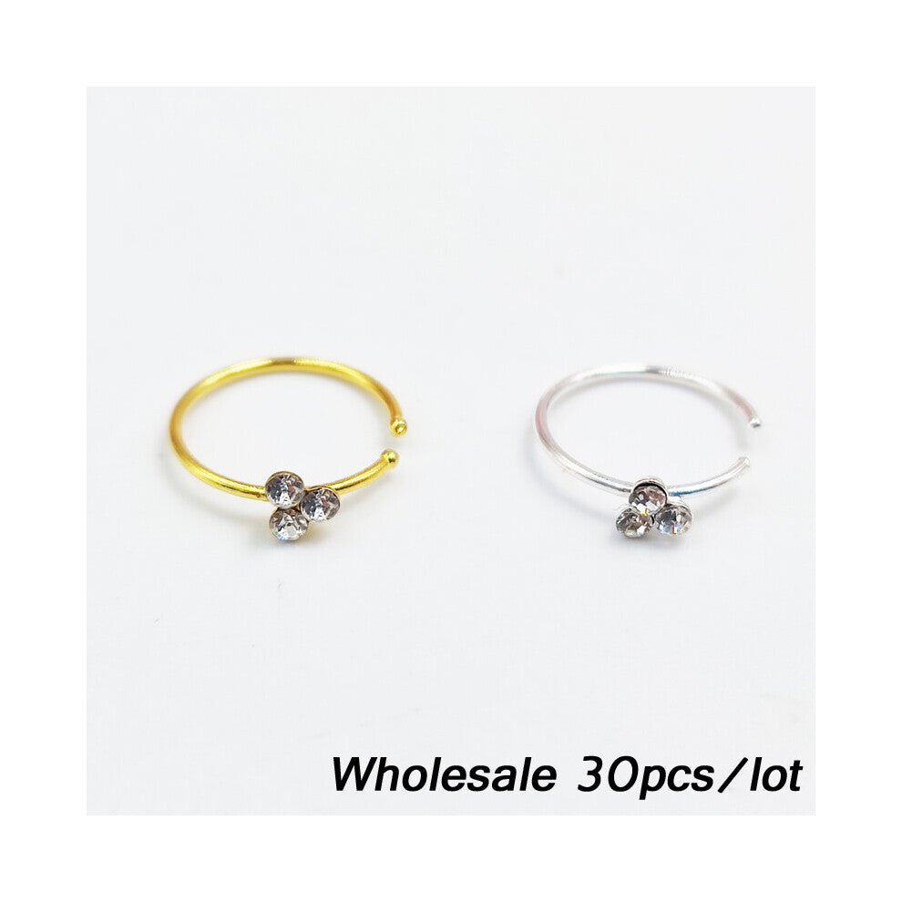 30pcs-lot 925 Sterling Silver Nose Rings Hoops for nez Piercing Nose Hoop Rings for Women Flower Shape Body piercing jewelry