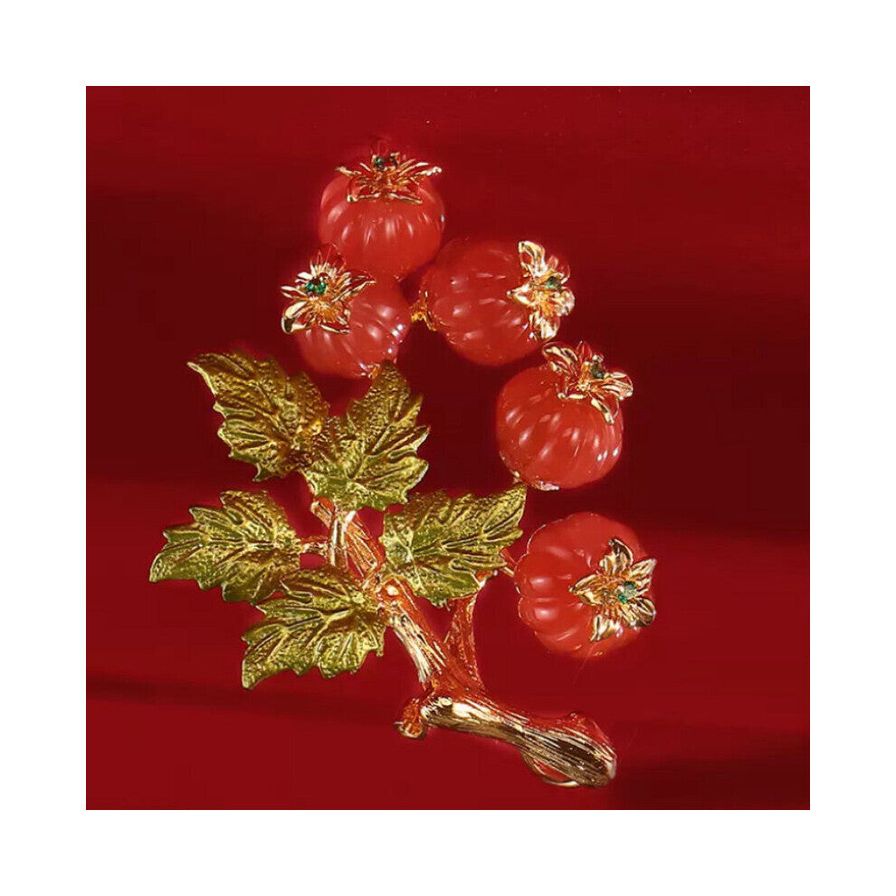 Natural Hotan jade red persimmon broches for women Ruyi brooch pin Hanfu Chinese jewelry accessories