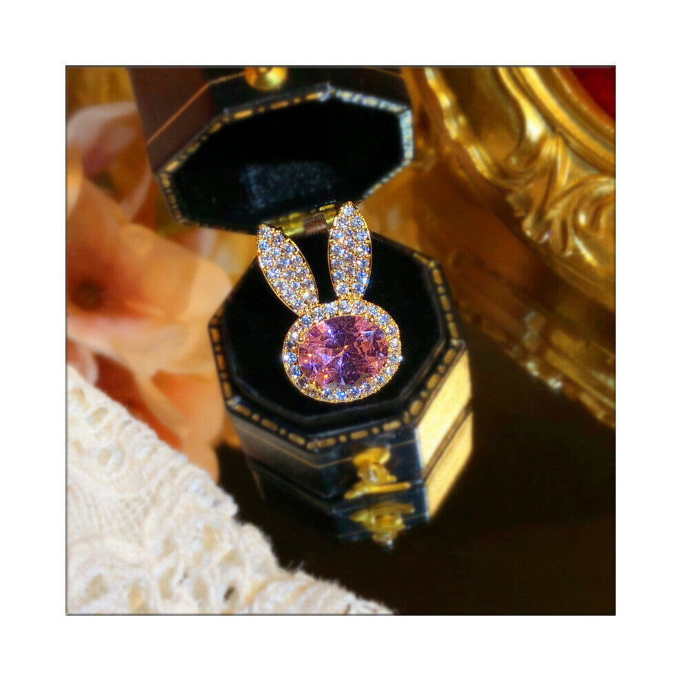 Brooches For Women S925 Rabbit Pink Cubic Zirconia Anti-glare Brooch Collar Pin Clothes Fixed Fine Jewelry Accessories