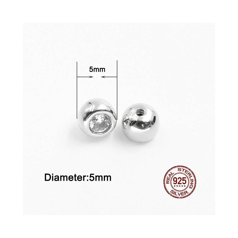 HelloLook 1PCS Zircon Charms Tops for Navel Piercing S925 Silver Screw Cap for Belly Rings Body Piercing Jewelry Accessories