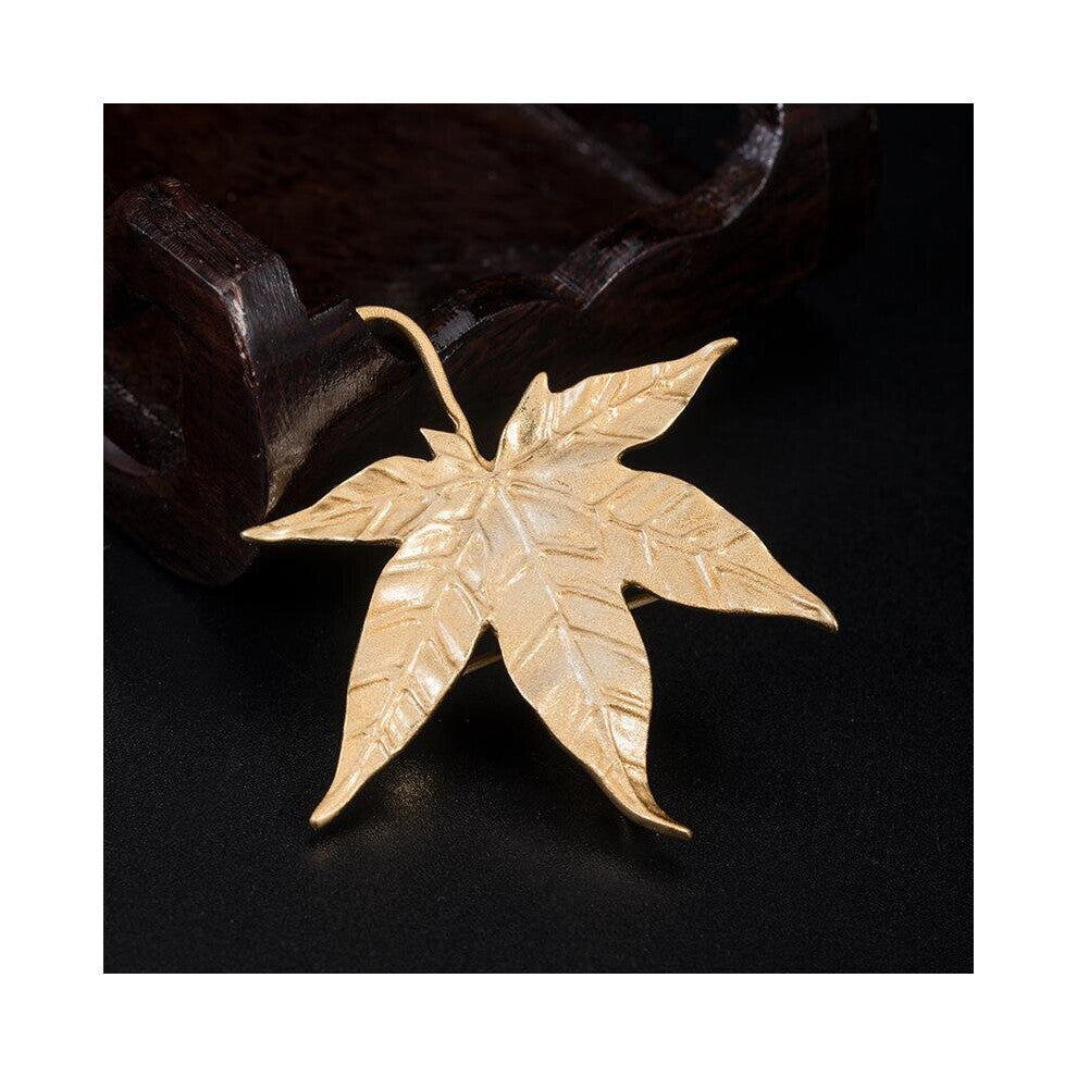Real 925 Sterling Silver Jewelry 18k Plating Maple Leaf Brooches For Women Suit Dress Accessories
