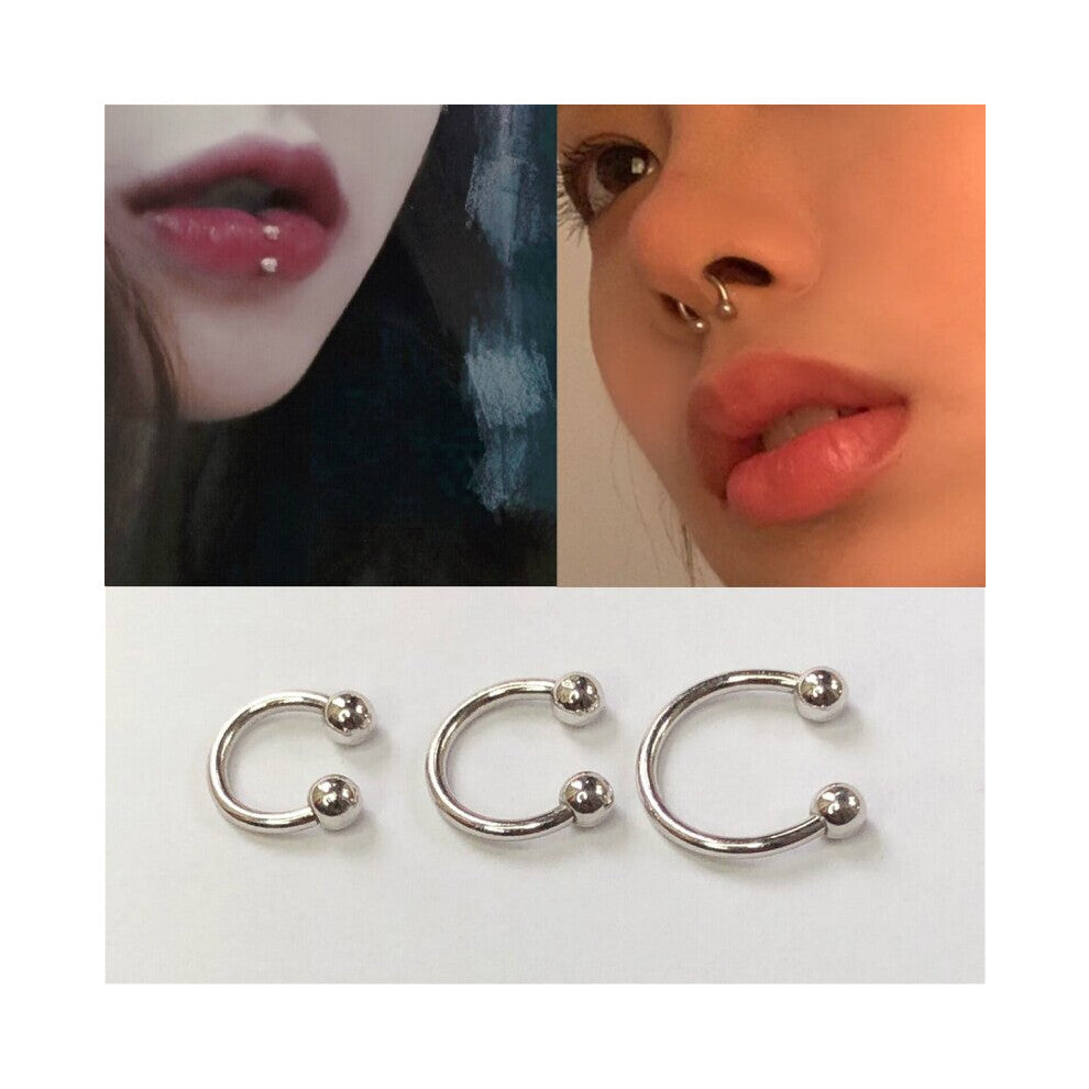 2pcs 925 sterling silver Labret Nipple Hoops Nose Eyebrow piercing Horseshoe Circular Ring piercing body Jewelry