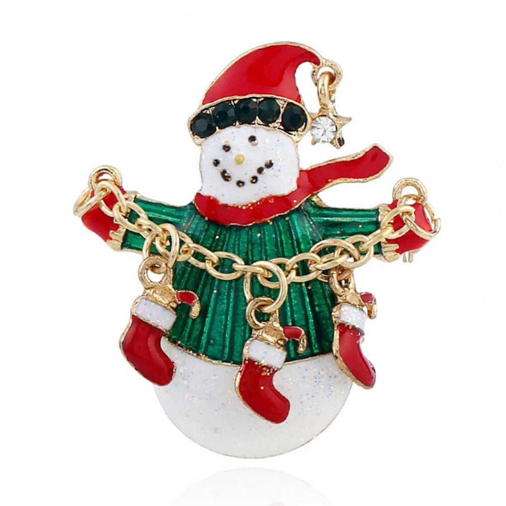 Dress Up Versatile Lovely Christmas Snowman Stocking Brooch Breastpin Clothing Accessories