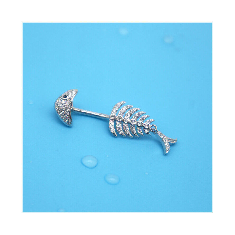 Selling 925 Sterling Silver Piercing Women Jewelry Body Accessories Fish Ring Piercing Belly Button
