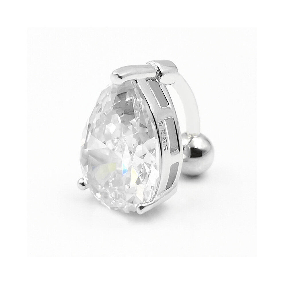 925 Sterling Silver Body Jewelry Water Drop Navel Belly Button Piercing Rings Summer Seaside Accessories Rod Length 6 8 10 MM