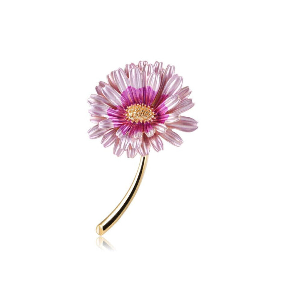 Enamel Pink Daisy Brooch Flower Pin For Women and Mom Gift Accessories