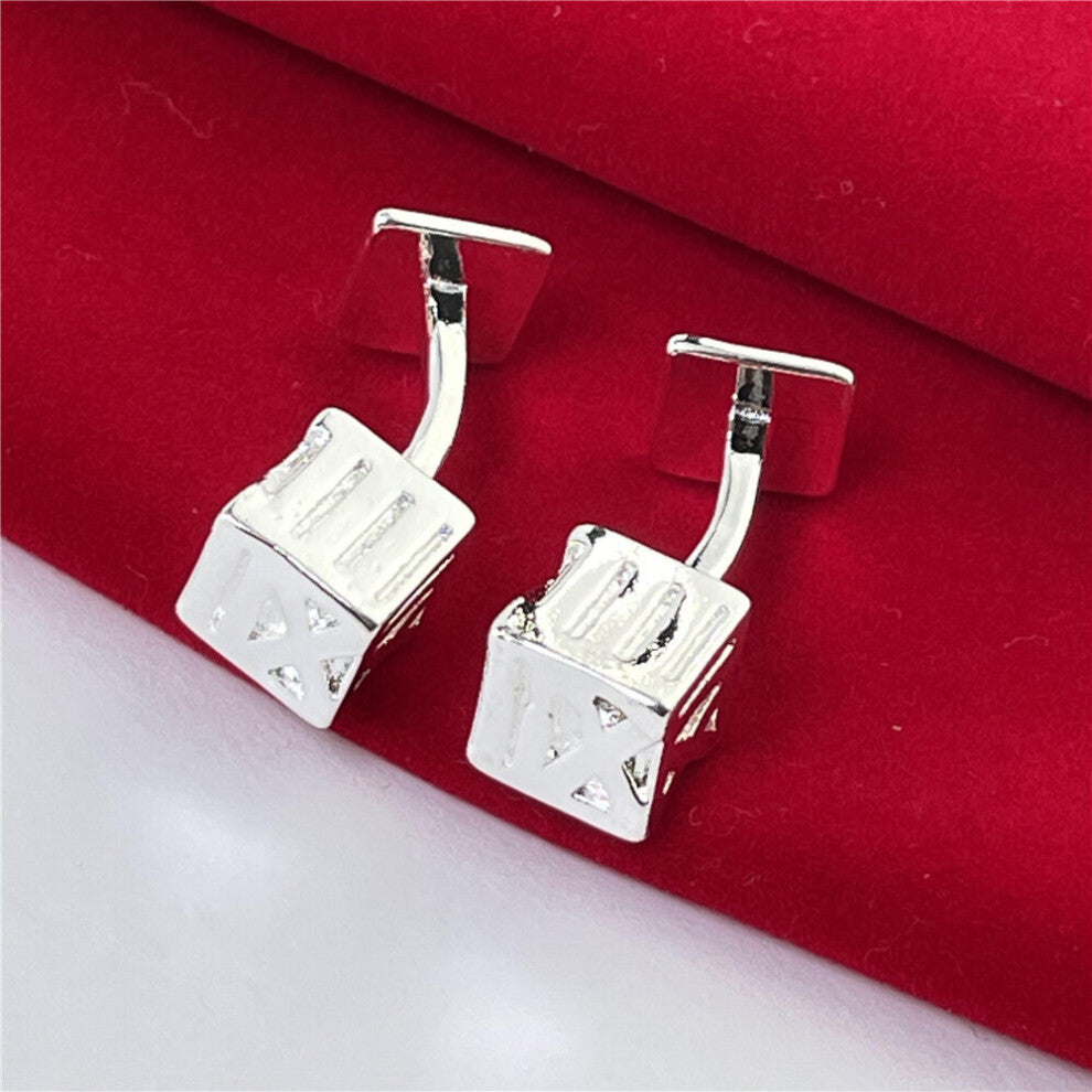 925 Silver Cufflinks Oval Roman Square Buttons Jewelry