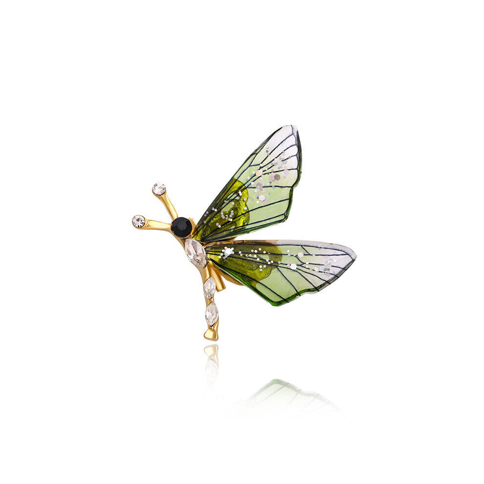 Personality Insect Retro Drip Oil Dragonfly Corsage High-End Rhinestone Bee Ladies Brooch Crystal Pin Female Accessories