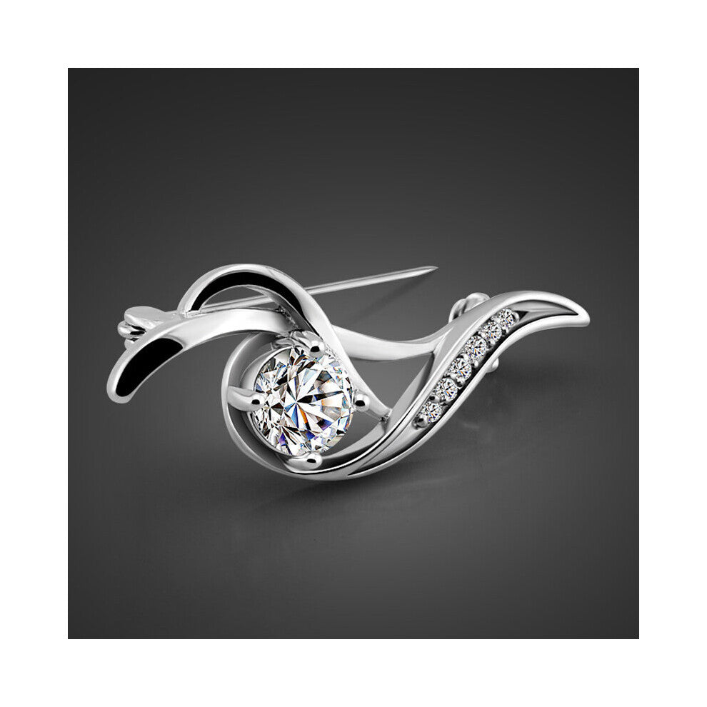 Female 925 sterling silver brooch zircon pendant brooch solid silver jewelry ladies clothing accessories