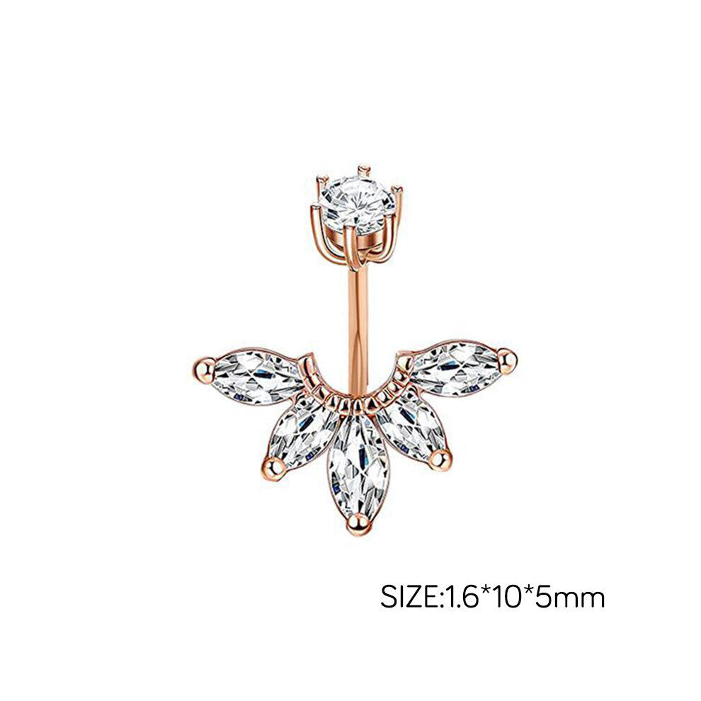 1 Pc Double Head Zirconia Belly Button Ring Body Piercing Double Zirconia Belly Button Stud Piercing Jewelry Accessories