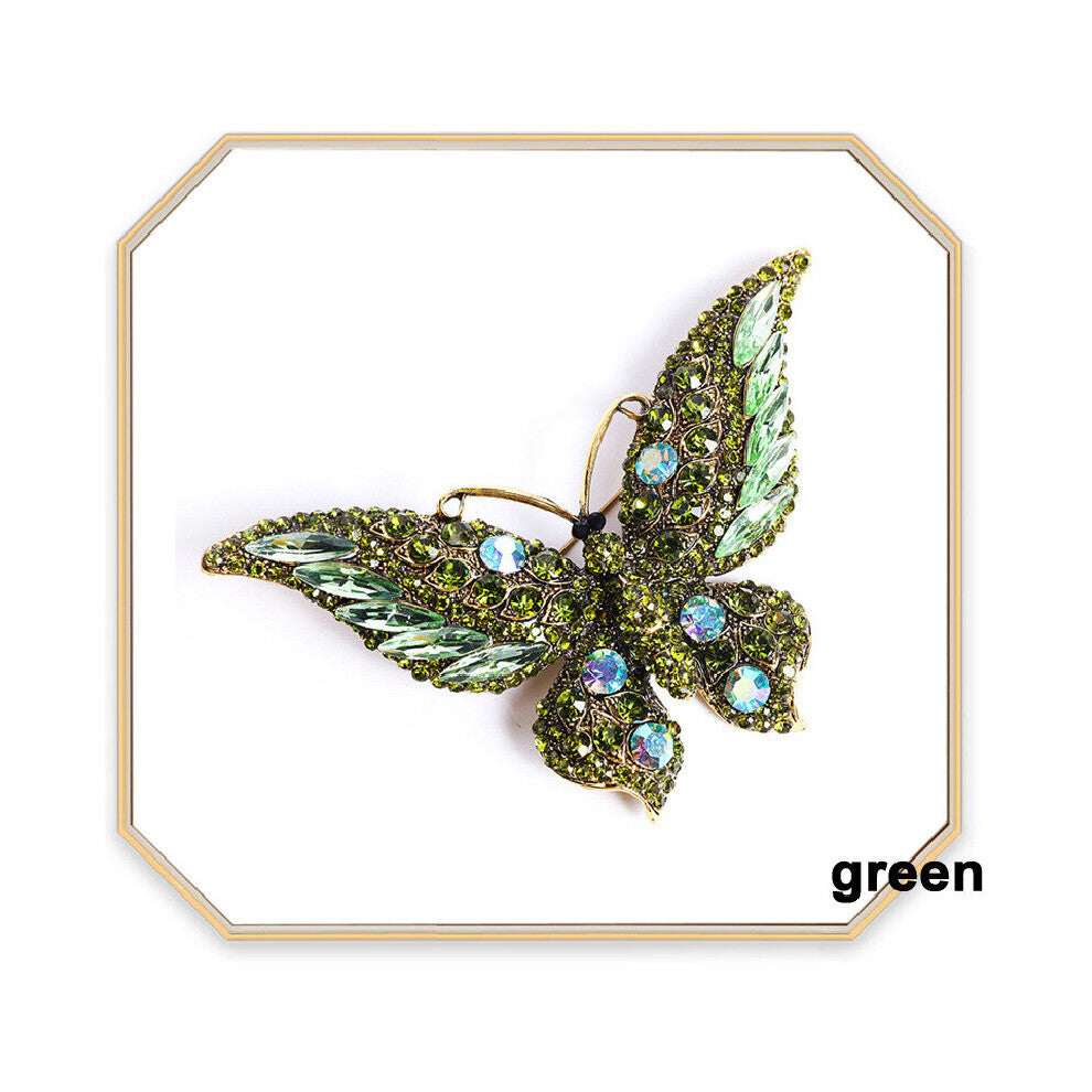 Retro Crystal Butterfly Brooch Animal Insect Lady Brooch High-End Hundred Matching Accessories