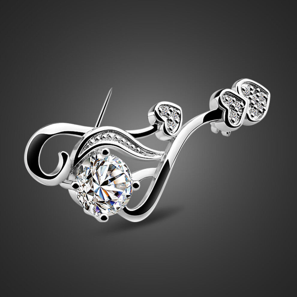 High 100% 925 Sterling Silver Woman Brooch 5A Zircon Brooch Shawl Dress Accessories Jewelry Gift