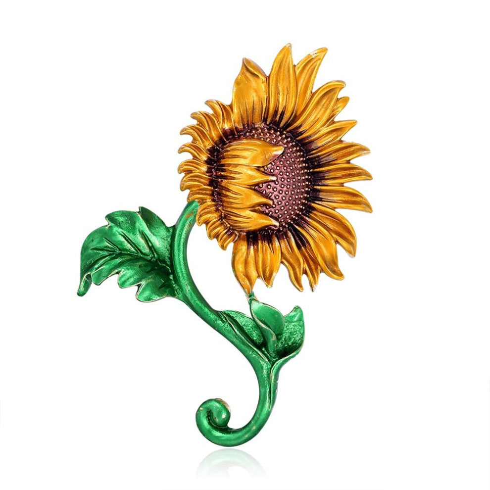 Sunflower Enamel Brooch Delicate Women Girls Rhinestone Lapel Pin Clothes Accessories Gift Jewelry