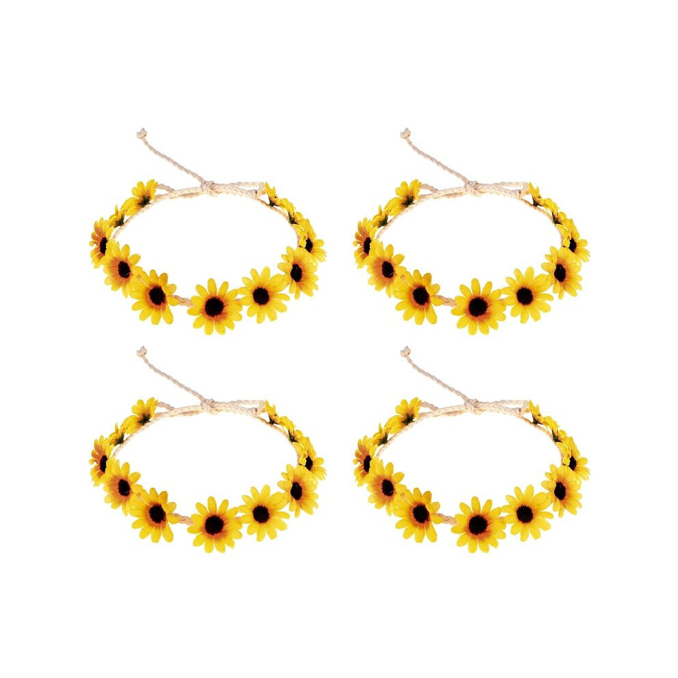 4X Floral Autumn Sunflower Crown Hair Accessories Bridal Tiara Holiday Hair with Sunflower Hair Accessories