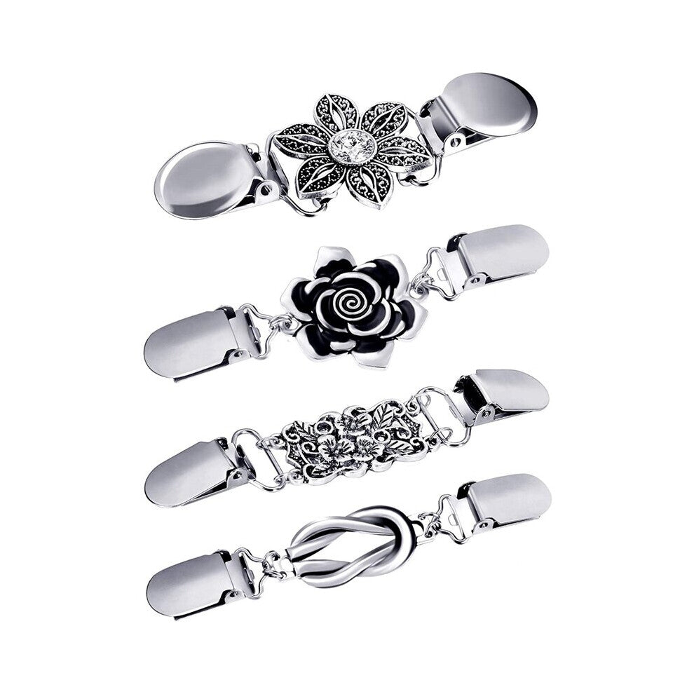 4 Pieces Vintage Sweater Shawl Clips Retro Cardigan Collar Clips Dress Shirt Brooch Clips For Women Girls Wearing