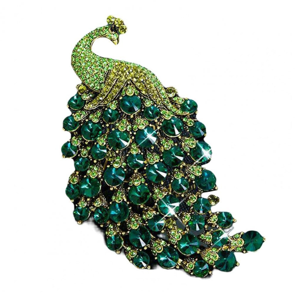 (Green-L Purple) Brooch Pin Animal Shape Rhinestone Vintage Pin Electroplating Clothing Matching Jewelry Accessories Pea