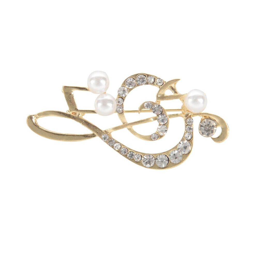 Music Note Brooch For Women Girl Dress Accessories Crystal Brooch Rhinestone Pins 5.6Cmx3cm