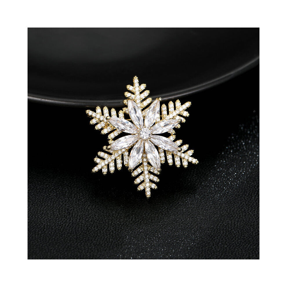 Christmas series - 5A Zircon Inlaid Double Layer Rotatable Snowflake Brooch Cardigan Anti Slip Fixed Clothes Pin
