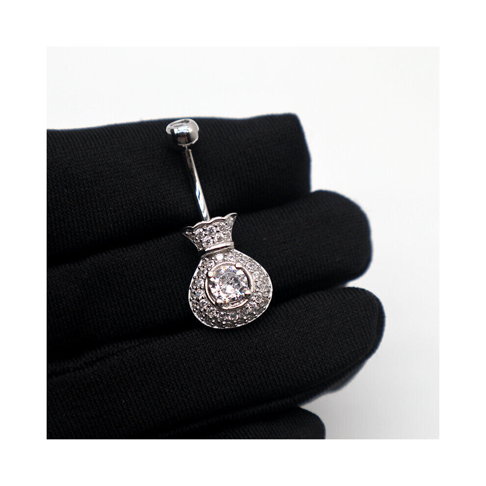 925 Sterling Silver Belly Button Rings Pircing Blessing Bag Lucky Shape Women Jewelry Body Accessories Belly Ring