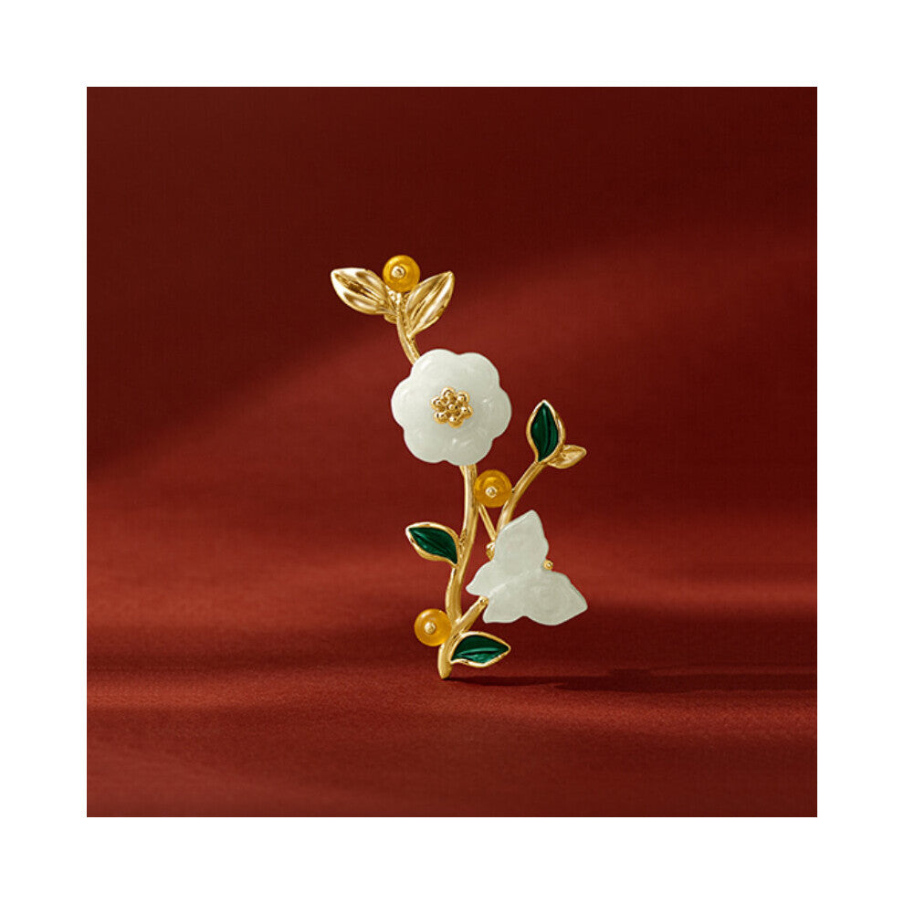 ancient craftsmanship enamel pin hetian jade flower butterfly brooch jewelry wedding women accessories